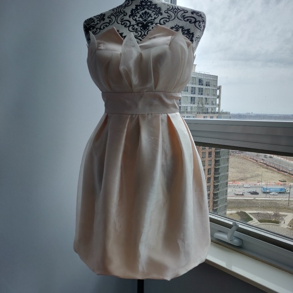 Wedding Peach Mini Bride Puffy Party Prom Dress - Picture 3 of 8